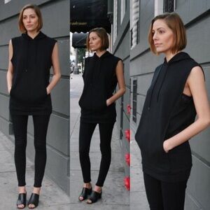 Emerson Fry Hoodie Sweater Sleeveless Layered Black Dress Women's XXS